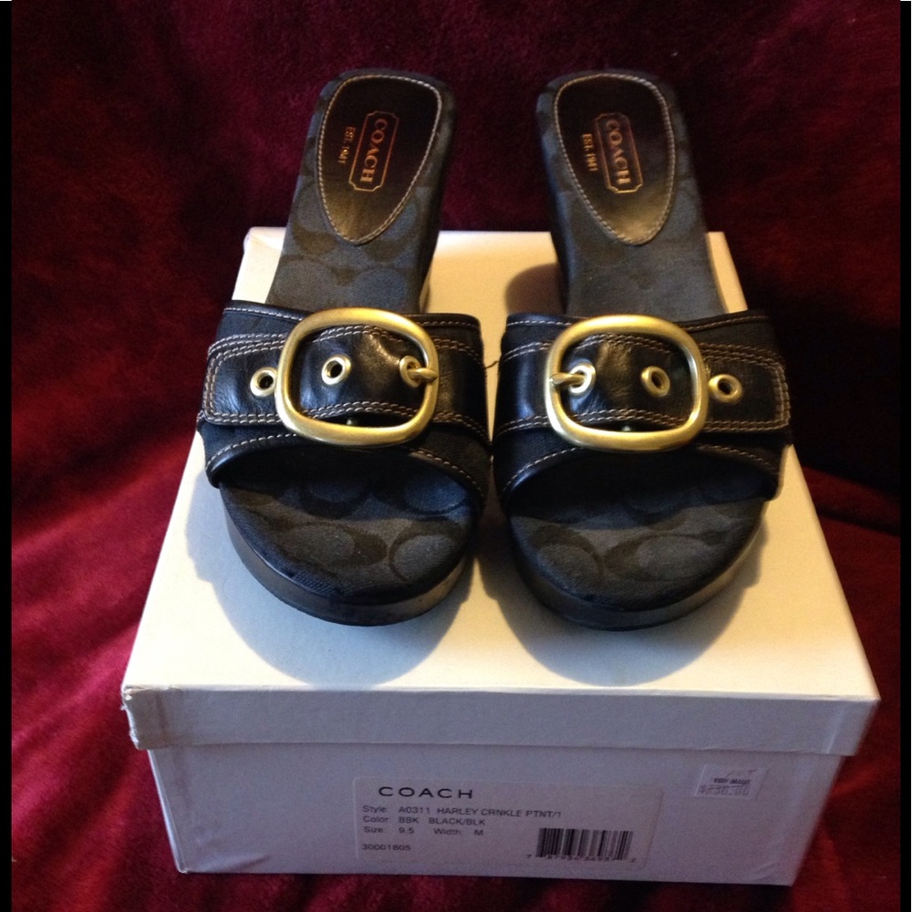 Coach Greta Sandals Black 9.5 GUC